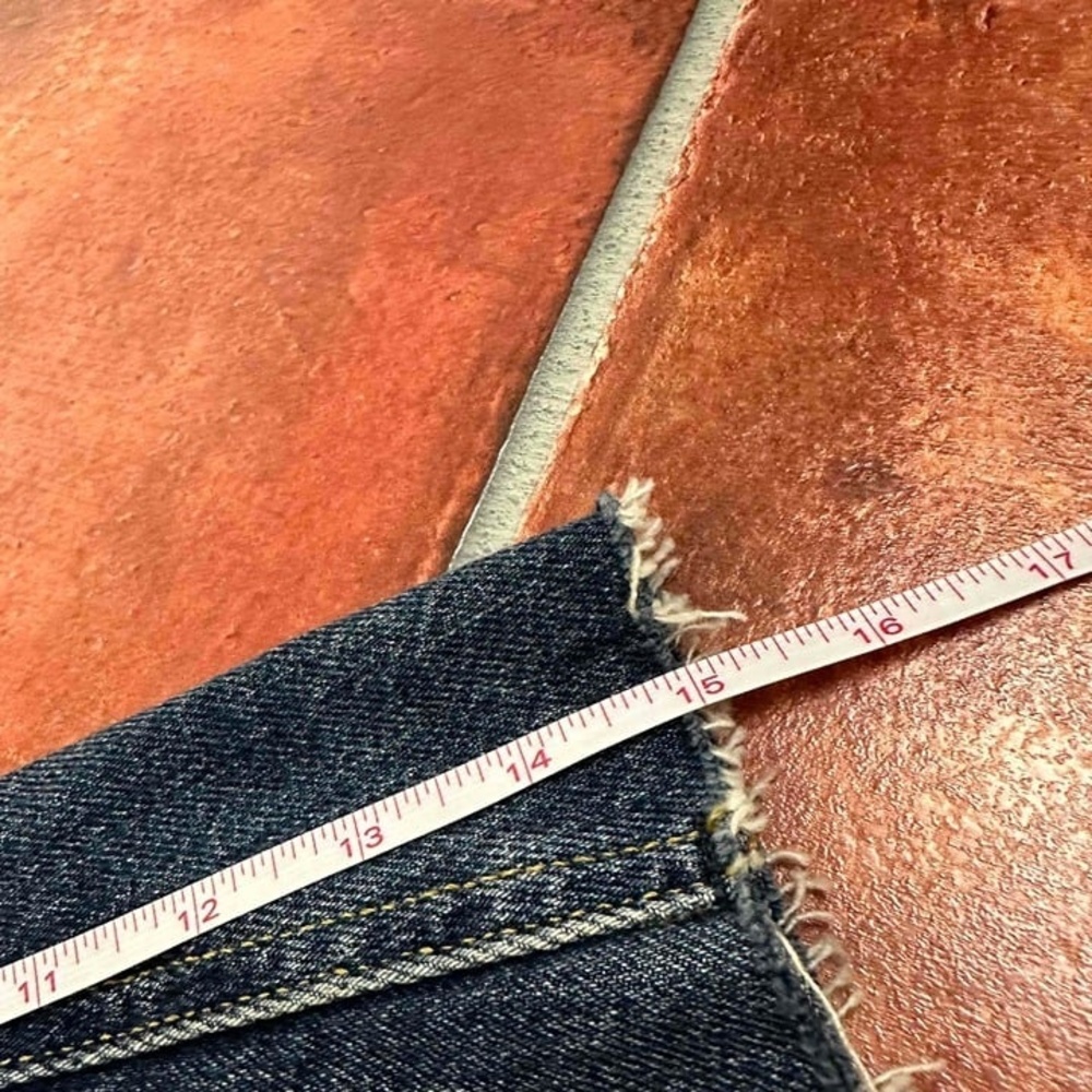 Free People Blue Distressed Raw Hem Front Button Denim Mini Skirt Size 28 - Picture 6 of 8